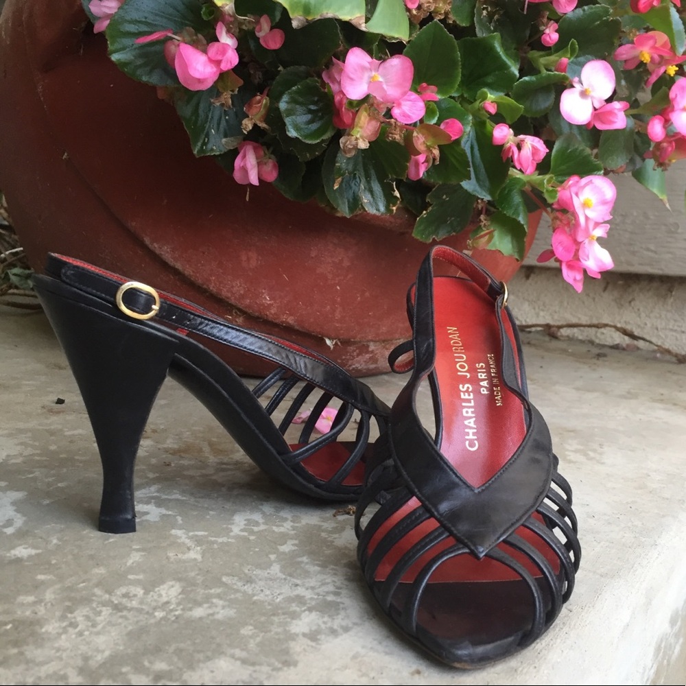 Vintage Charles Jourdan Strappy Slingback Heels 7